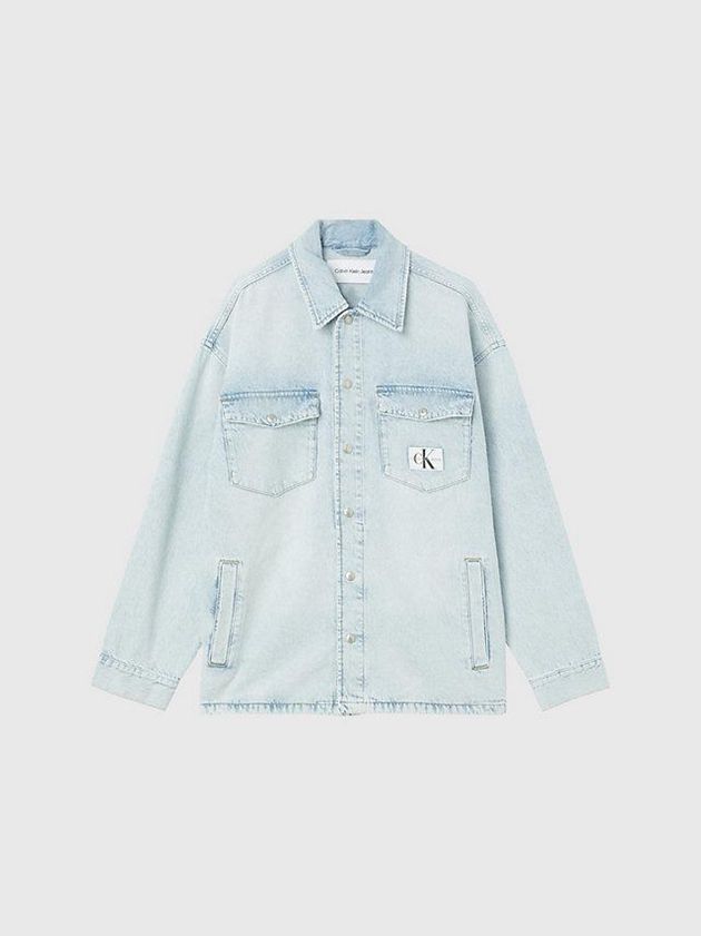 Blue Calvin Klein Oversized Denim Shirt Men Jacket | YHWX-31048