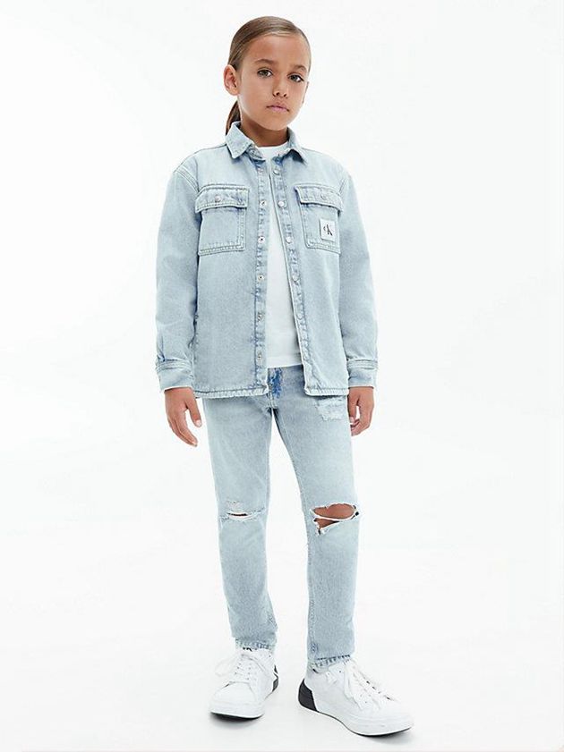 Blue Calvin Klein Oversized Denim Shirt Boys's Jacket | NKUB-73568