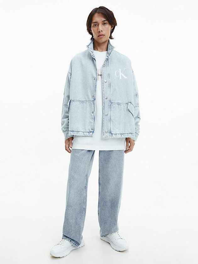 Blue Calvin Klein Oversized Padded Denim Men Jacket | IGHZ-72956