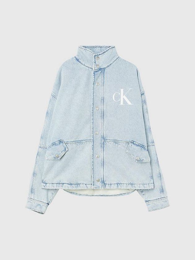 Blue Calvin Klein Oversized Padded Denim Men Jacket | IGHZ-72956