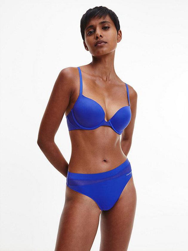 Blue Calvin Klein Plunge Push-Up - Perfectly Fit Flex Women Bra | PGFC-51736