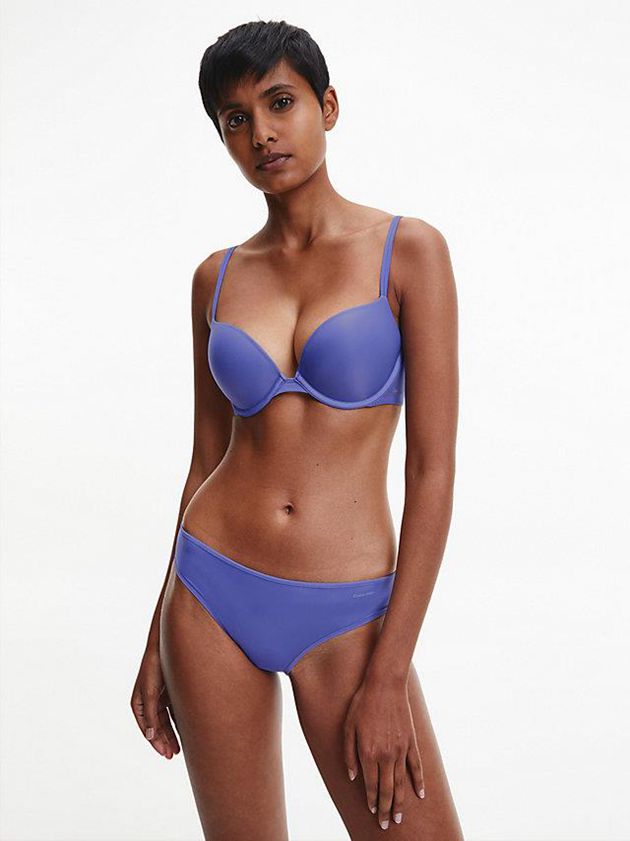 Blue Calvin Klein Push Up - Sheer Marquisette Women Bra | IKYA-98245
