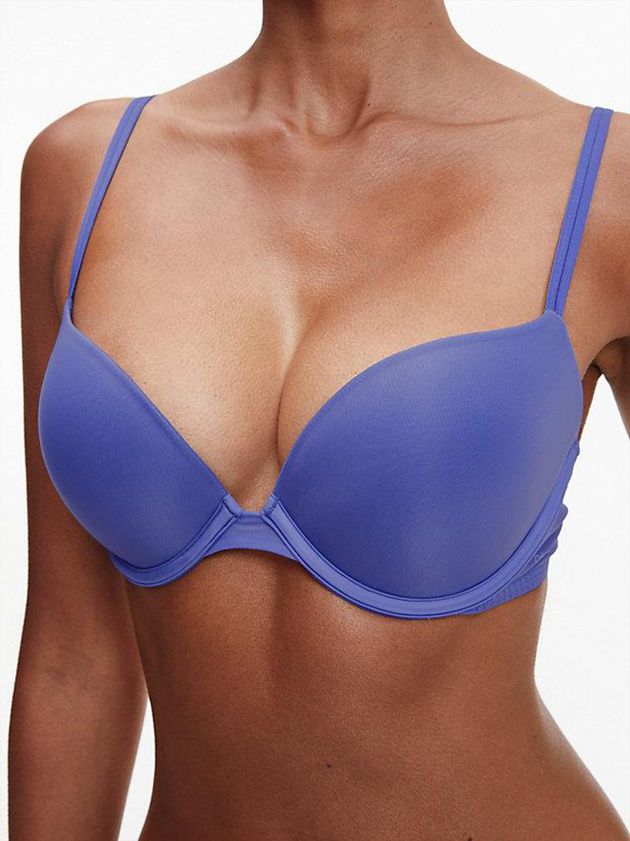 Blue Calvin Klein Push Up - Sheer Marquisette Women Bra | IKYA-98245
