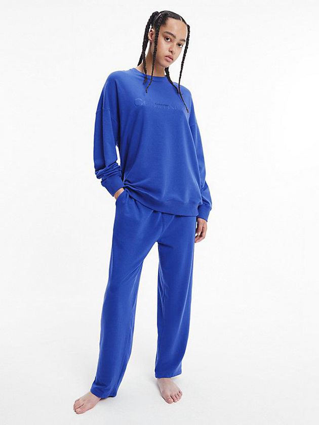 Blue Calvin Klein Pyjama - Embossed Icon Women Pants | KXFO-14362