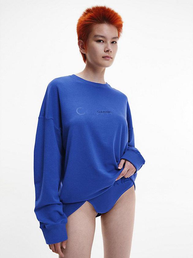 Blue Calvin Klein Pyjama - Embossed Icon Women Top | VFRA-84095