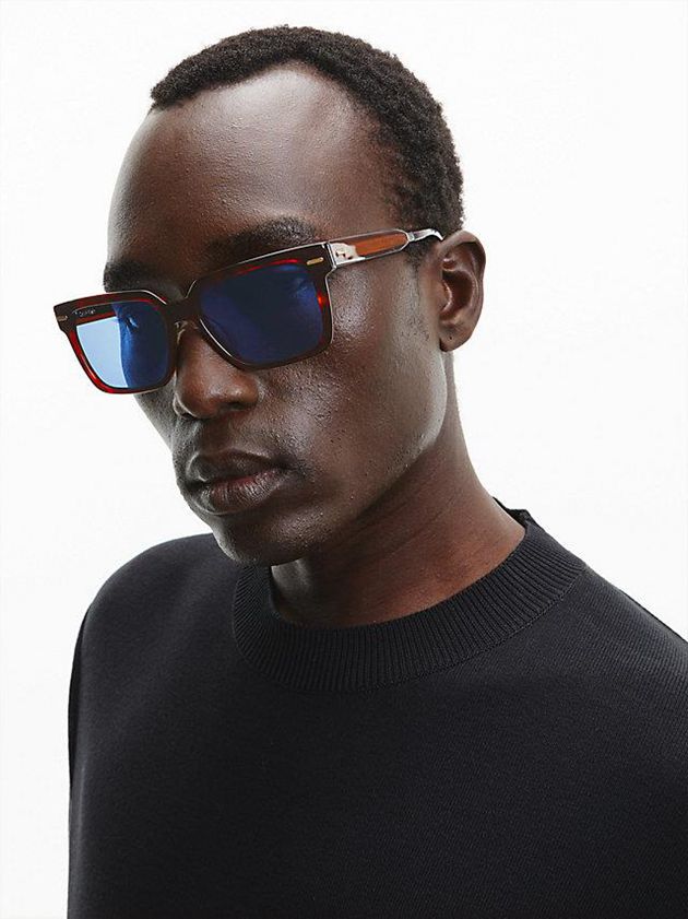 Blue Calvin Klein Rectangle Men Sunglasses | XAUL-10782