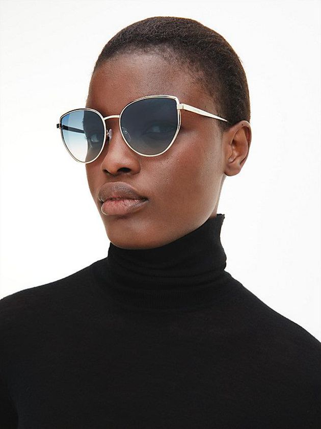 Blue Calvin Klein Rectangle Women Sunglasses | CVNQ-31725