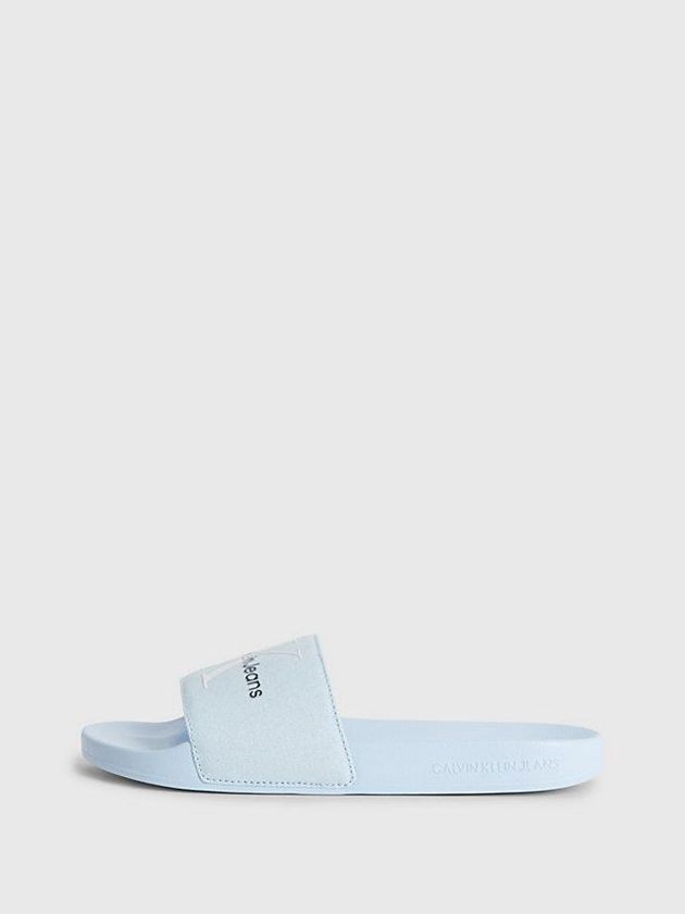 Blue Calvin Klein Recycled Canvas Sliders Women Slippers | QVBL-49680