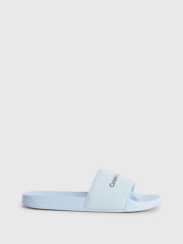 Blue Calvin Klein Recycled Canvas Sliders Women Slippers | QVBL-49680