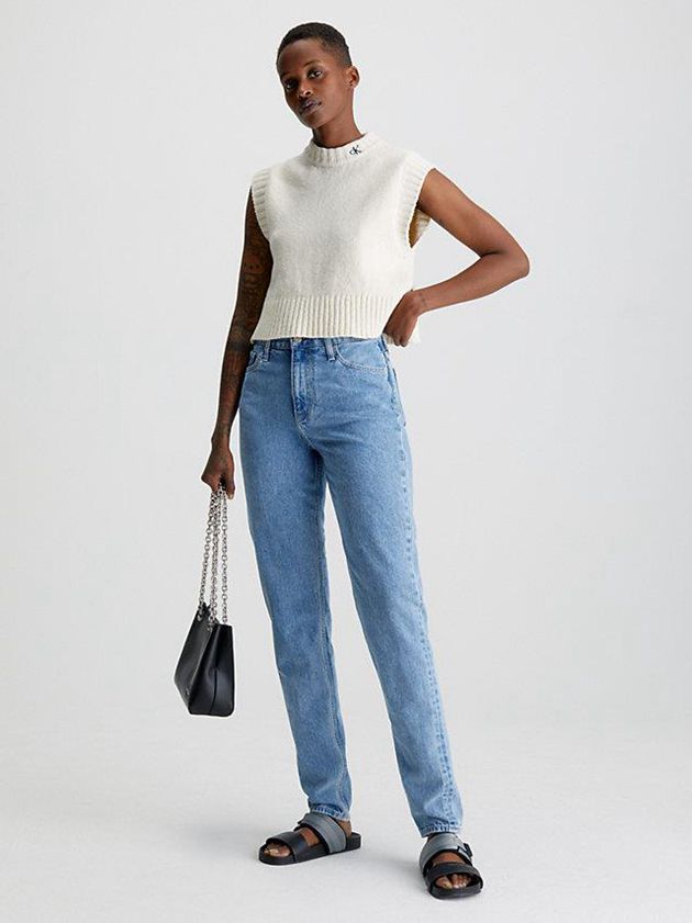 Blue Calvin Klein Recycled Cotton Mom Women Jeans | UZNK-25647