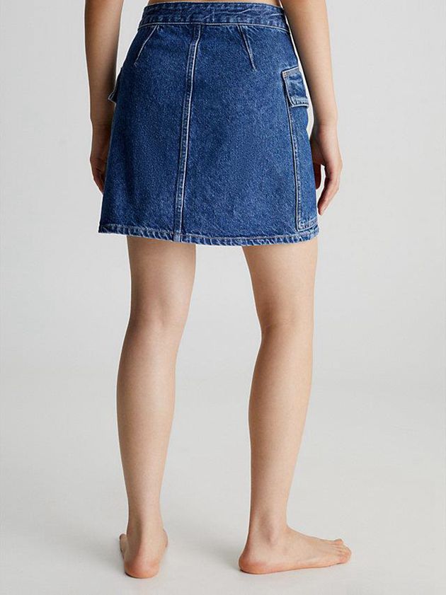 Blue Calvin Klein Recycled Denim Utility Women Skirt | RQUI-06271