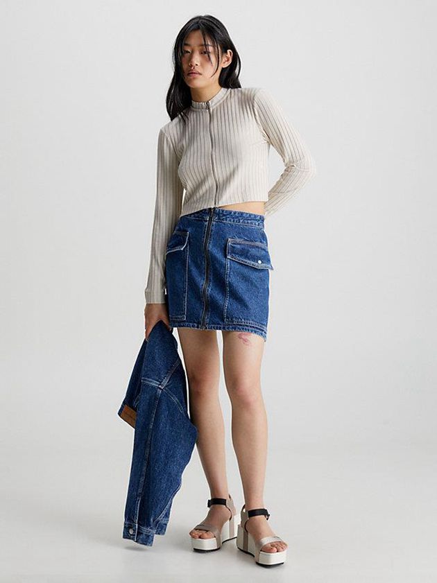 Blue Calvin Klein Recycled Denim Utility Women Skirt | RQUI-06271