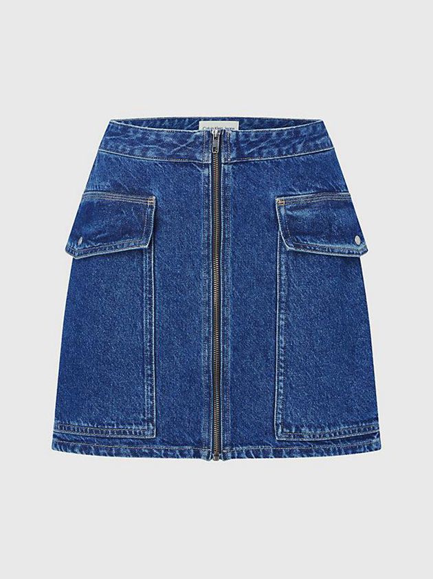 Blue Calvin Klein Recycled Denim Utility Women Skirt | RQUI-06271
