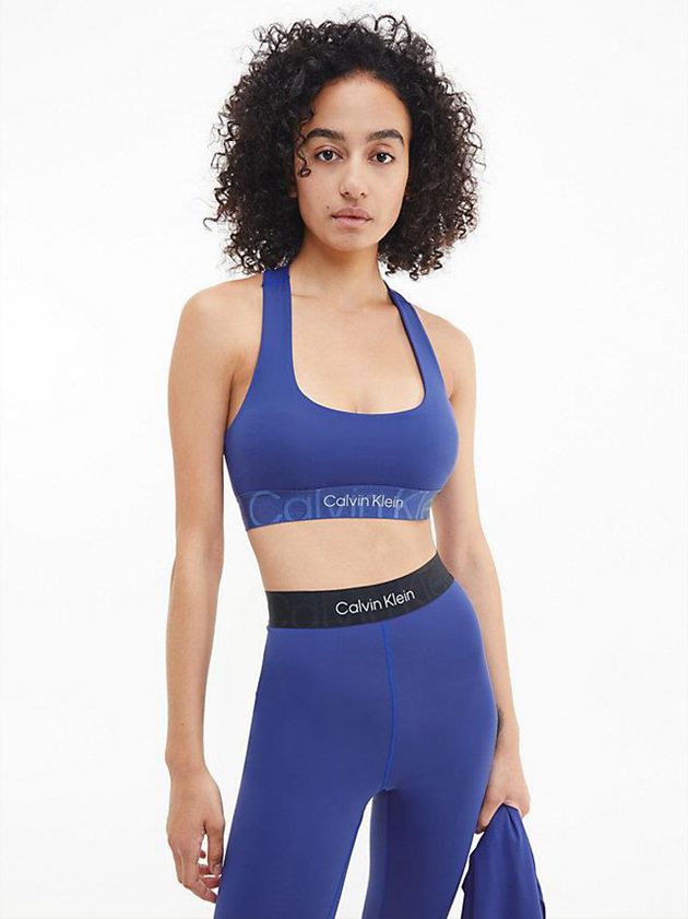 Blue Calvin Klein Recycled Medium Impact Sports Women Bra | ZQRK-47863