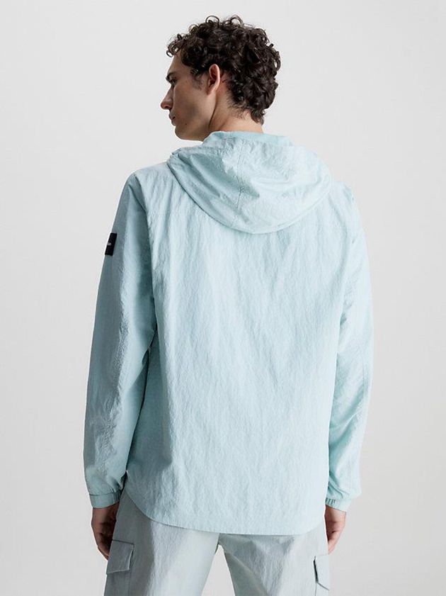 Blue Calvin Klein Recycled Nylon Hooded Men Jacket | GTHK-39182