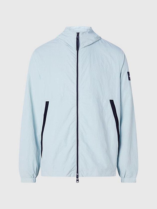 Blue Calvin Klein Recycled Nylon Hooded Men Jacket | GTHK-39182