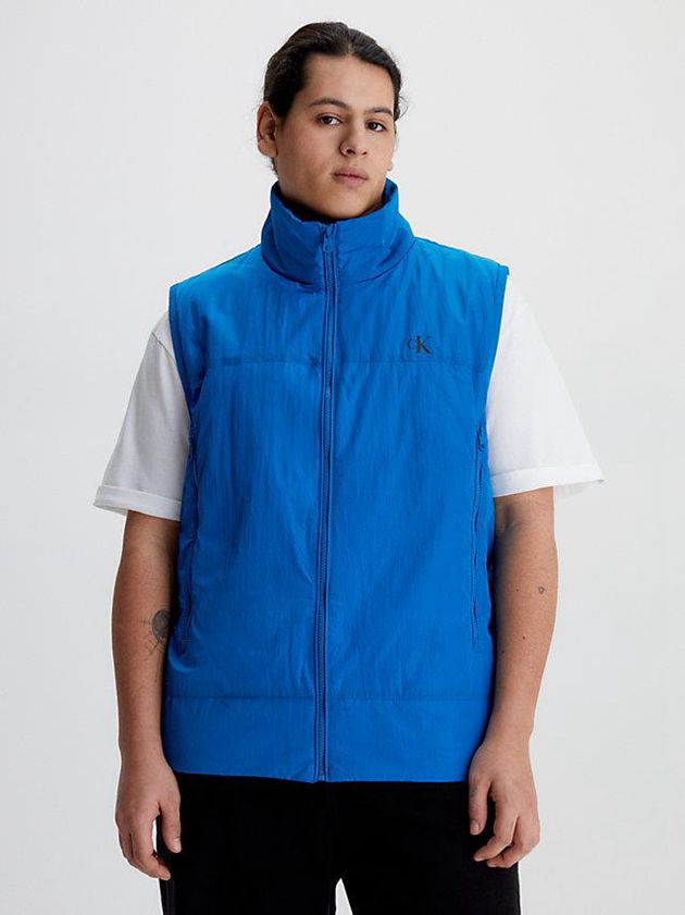 Blue Calvin Klein Recycled Nylon Padded Men Vest | KYUE-36472
