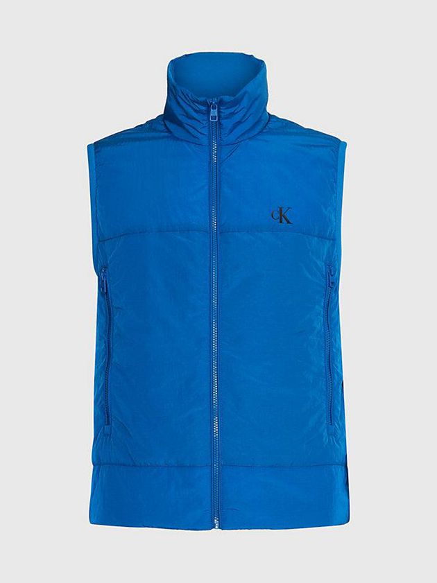 Blue Calvin Klein Recycled Nylon Padded Men Vest | KYUE-36472