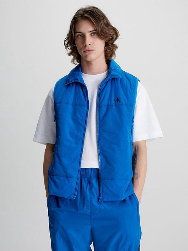 Blue Calvin Klein Recycled Nylon Padded Men Vest | KYUE-36472