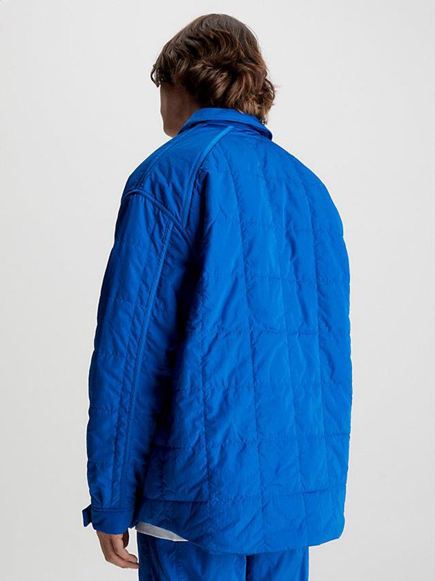 Blue Calvin Klein Recycled Nylon Padded Shirt Men Jacket | ICYD-07619