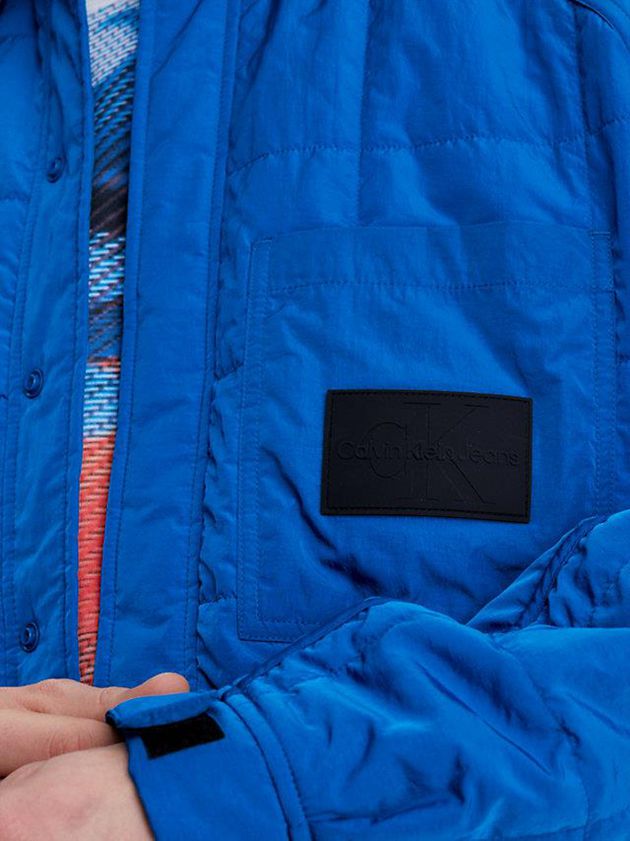 Blue Calvin Klein Recycled Nylon Padded Shirt Men Jacket | ICYD-07619