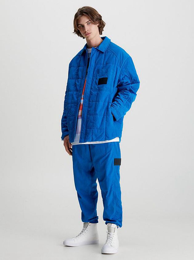 Blue Calvin Klein Recycled Nylon Padded Shirt Men Jacket | ICYD-07619