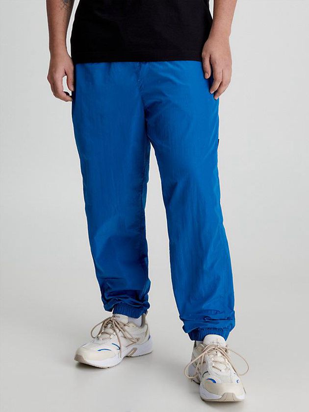 Blue Calvin Klein Recycled Nylon Tapered Men Pants | GQTJ-35907