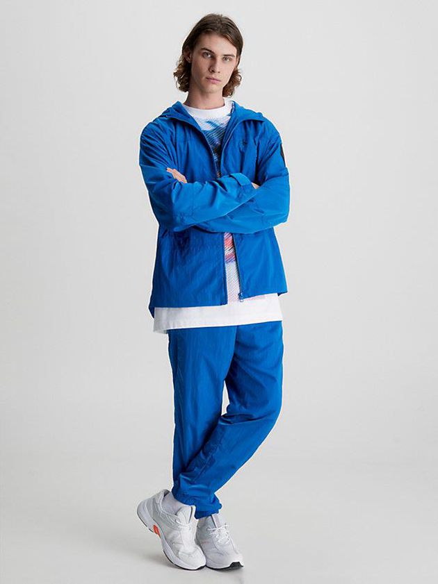 Blue Calvin Klein Recycled Nylon Tapered Men Pants | GQTJ-35907