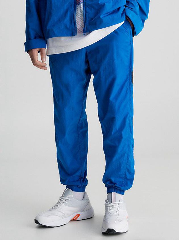 Blue Calvin Klein Recycled Nylon Tapered Men Pants | GQTJ-35907