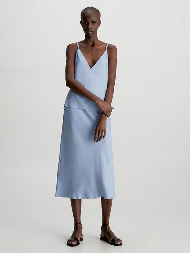 Blue Calvin Klein Recycled Polyester Cami Women Top | ISHM-73861
