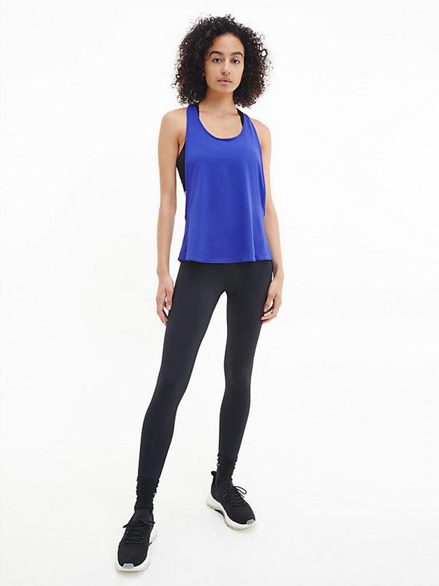 Blue Calvin Klein Recycled Polyester Gym Tank Women Top | OVEG-80963