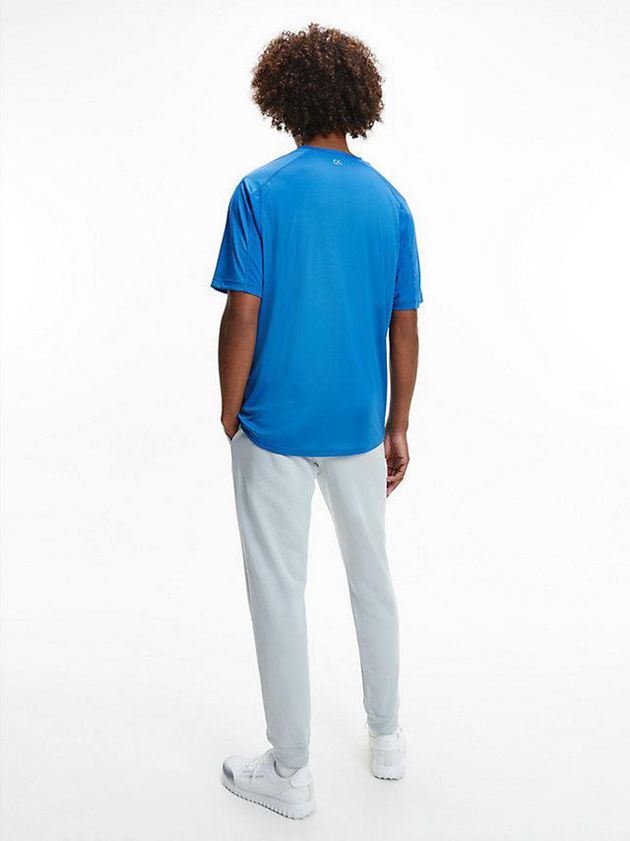 Blue Calvin Klein Recycled Polyester Logo Gym Men T-Shirt | BCER-49280