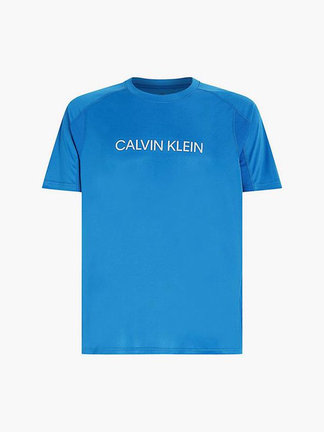 Blue Calvin Klein Recycled Polyester Logo Gym Men T-Shirt | BCER-49280
