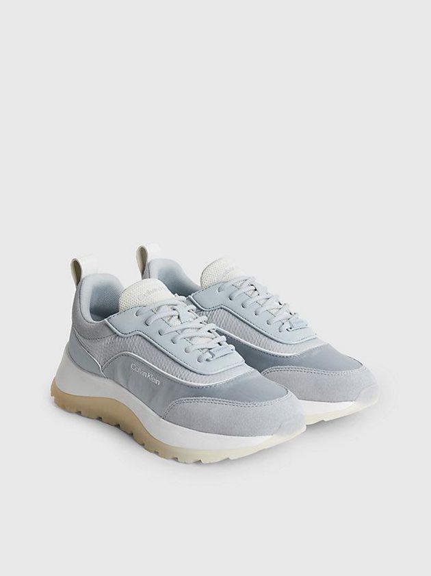 Blue Calvin Klein Recycled Suede And Satin Women Sneakers | UTYQ-67015