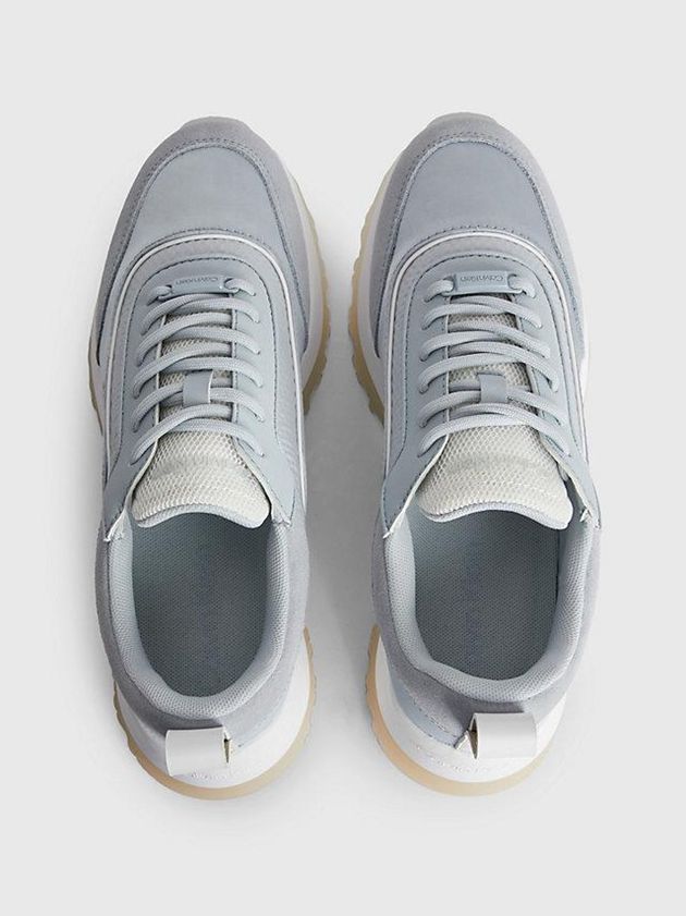 Blue Calvin Klein Recycled Suede And Satin Women Sneakers | UTYQ-67015