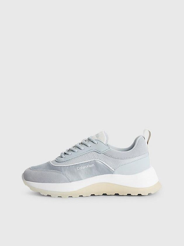 Blue Calvin Klein Recycled Suede And Satin Women Sneakers | UTYQ-67015