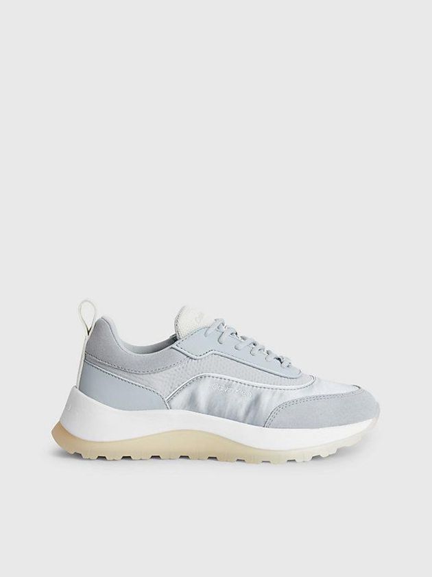 Blue Calvin Klein Recycled Suede And Satin Women Sneakers | UTYQ-67015