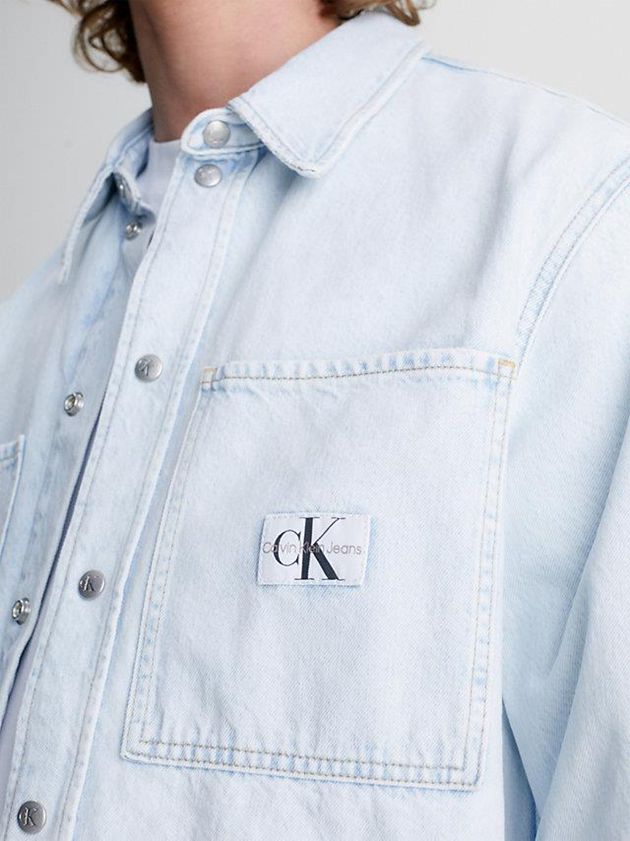 Blue Calvin Klein Relaxed Denim Men Shirts | CWDR-04539
