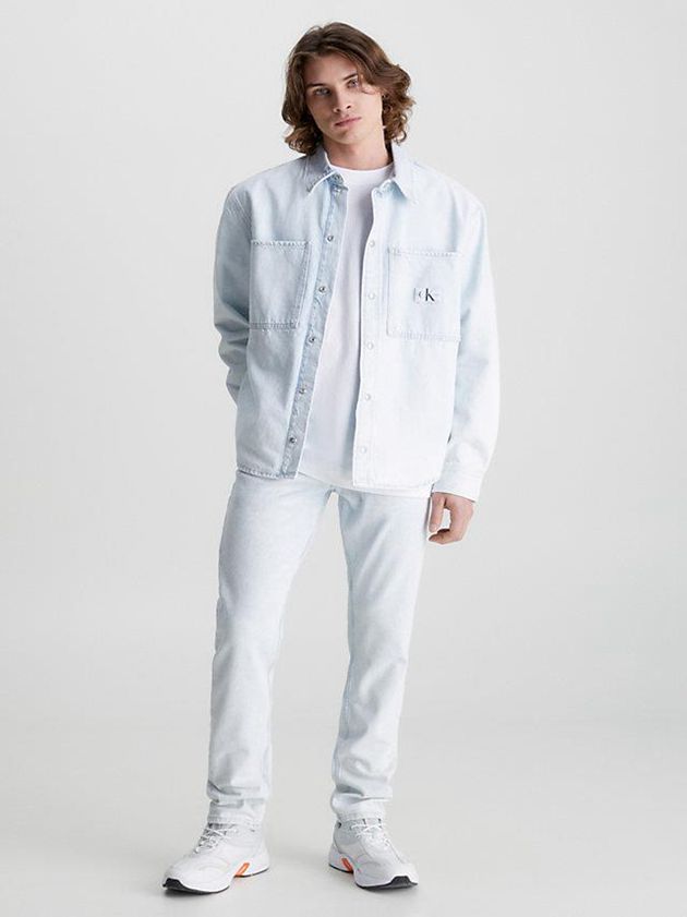 Blue Calvin Klein Relaxed Denim Men Shirts | CWDR-04539