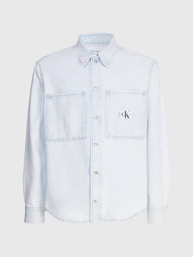 Blue Calvin Klein Relaxed Denim Men Shirts | CWDR-04539