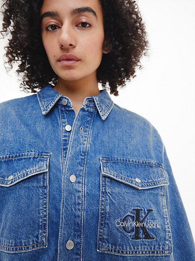 Blue Calvin Klein Relaxed Denim Shirt Women Dress | PHDS-46298