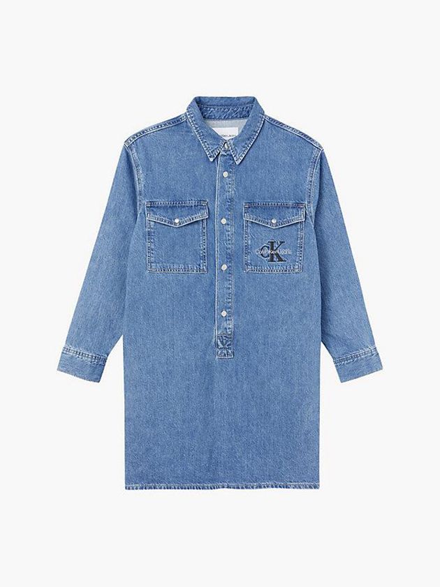 Blue Calvin Klein Relaxed Denim Shirt Women Dress | PHDS-46298