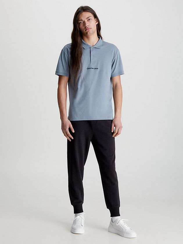 Blue Calvin Klein Relaxed Logo Men Polo Shirt | EUCV-67403