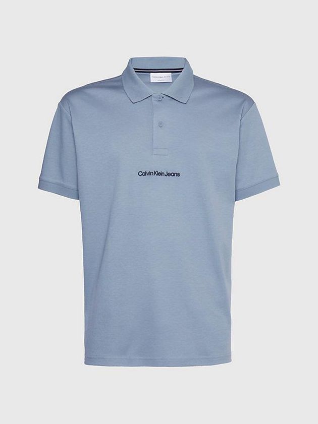 Blue Calvin Klein Relaxed Logo Men Polo Shirt | EUCV-67403