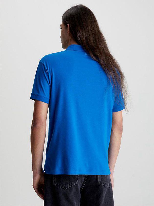 Blue Calvin Klein Relaxed Logo Men Polo Shirt | SROD-84073