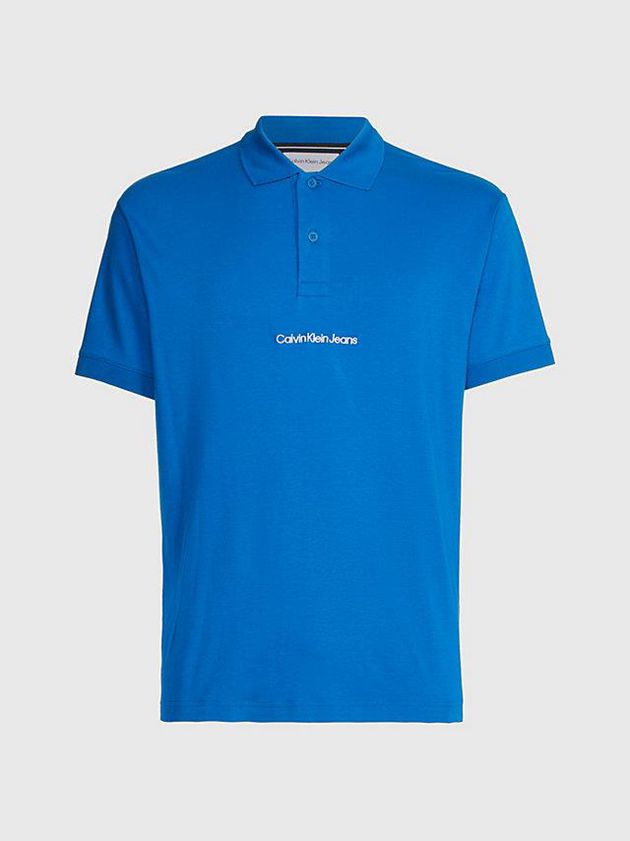 Blue Calvin Klein Relaxed Logo Men Polo Shirt | SROD-84073
