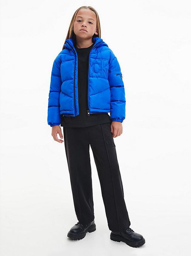 Blue Calvin Klein Relaxed Logo Puffer Boys's Jacket | HNQU-06713