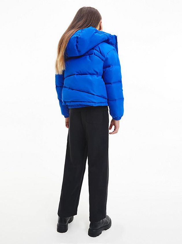 Blue Calvin Klein Relaxed Logo Puffer Boys's Jacket | HNQU-06713