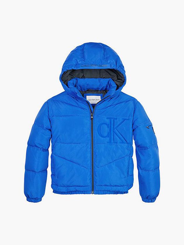 Blue Calvin Klein Relaxed Logo Puffer Boys's Jacket | HNQU-06713
