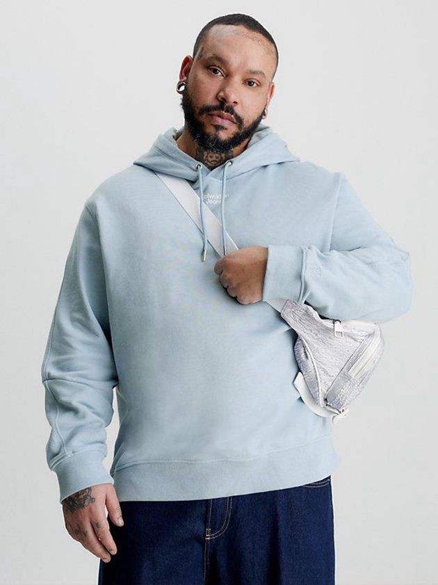 Blue Calvin Klein Relaxed Men Hoodie | MFGB-10824